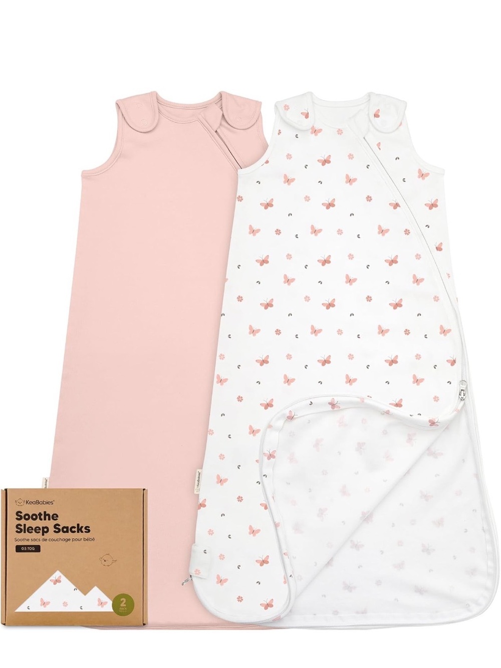 Keababies Baby Sleep Sacks Butterflies, M, 2 pack
